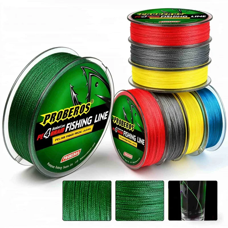 Linha de pesca de Dyneema trançada altamente sensível 4Braided, 100Miqiang, resistência à tração 0.4, números 0-10, linha principal e sub-linha, 5 cores opcionais.
