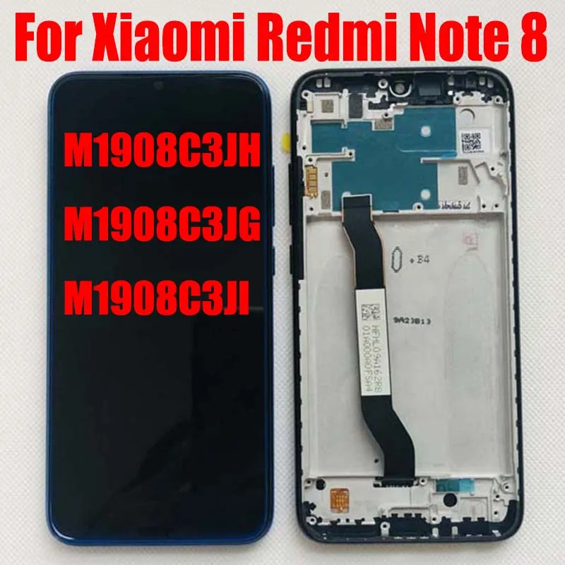 For Xiaomi Redmi Note 8 M1908C3JH M1908C3JG M1908C3JI LCD Display Screen Pantalla Matrix Touch Panel Digitizer Assembly Frame