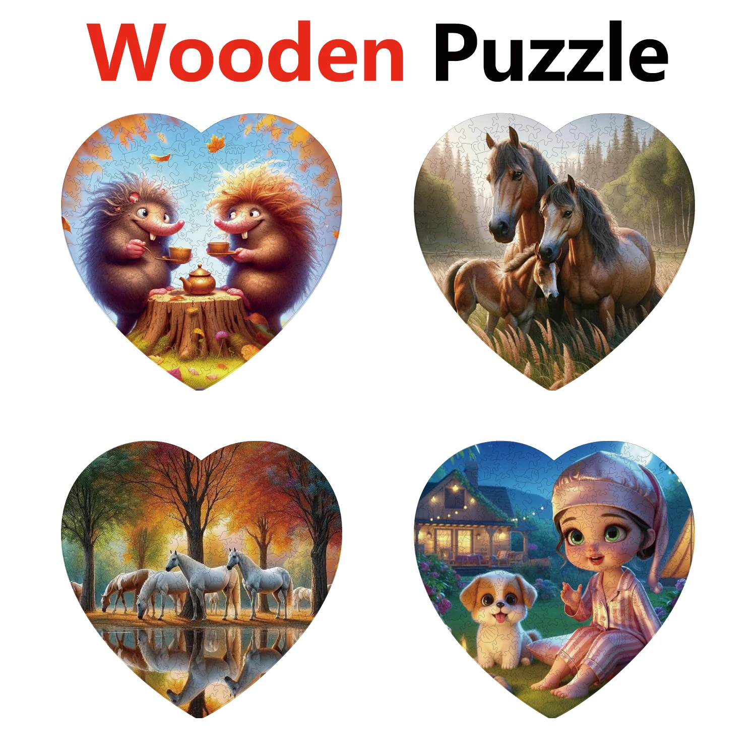

Hedgehog Horse Dog Animal Puzzles High Quality Jigsaw Puzzle Wooden Puzzle Best Christmas Gift