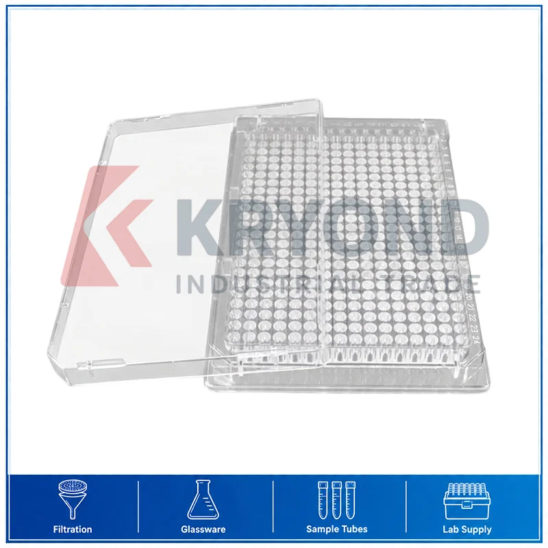 Generic Disposable 384 Wells Microplate with Cover Plastic Multiwell Assay Plate High Throughput Lab Testing Sample Package 5PCS