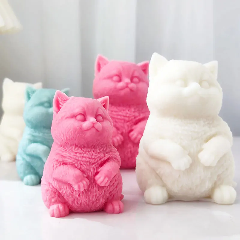 Sitting Cat Candle Soap Silicone Mold 3D Chocolate Mousse Cake Decorating Silicone Cat Mold