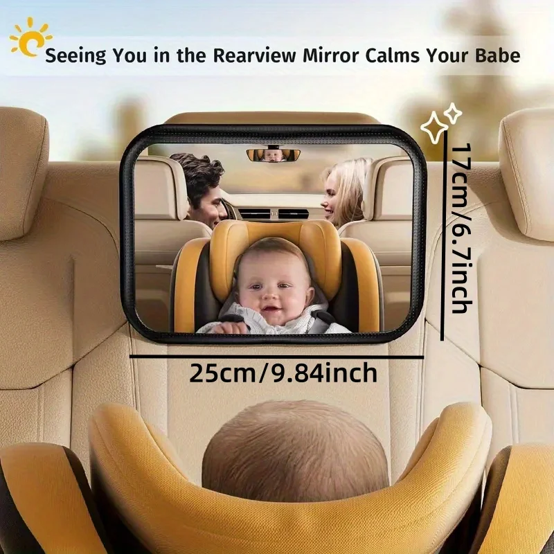 Car Rearview Mirror with Light, Rearview Mirror with Remote Control, Rearview Mirror Hook Clip Design, Clear Shatterproof, Rechargeable 2000Mah