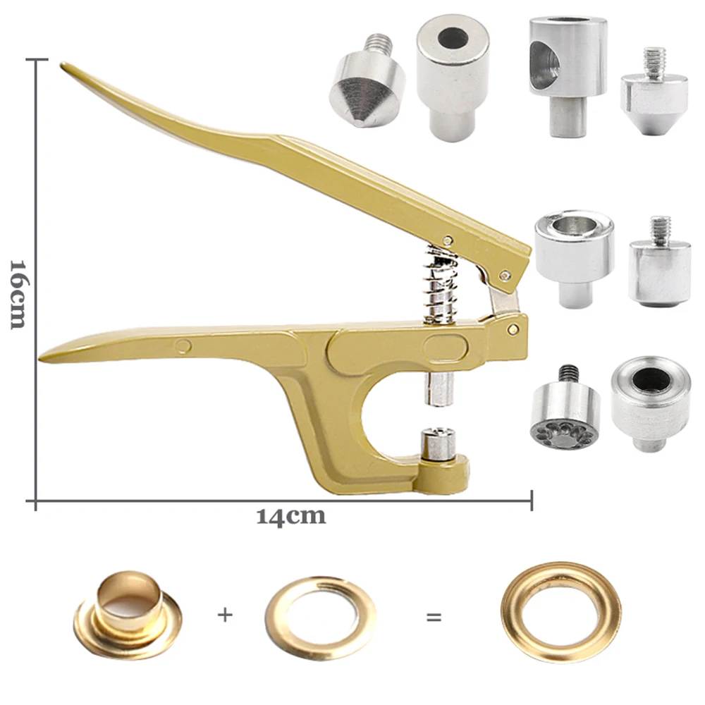 Ojal de latón de 5mm/6mm/8mm/10mm con Kit de alicates multifuncionales, anillos de ojos redondos para manualidades de cuero, ropa, zapatos, bolsa,