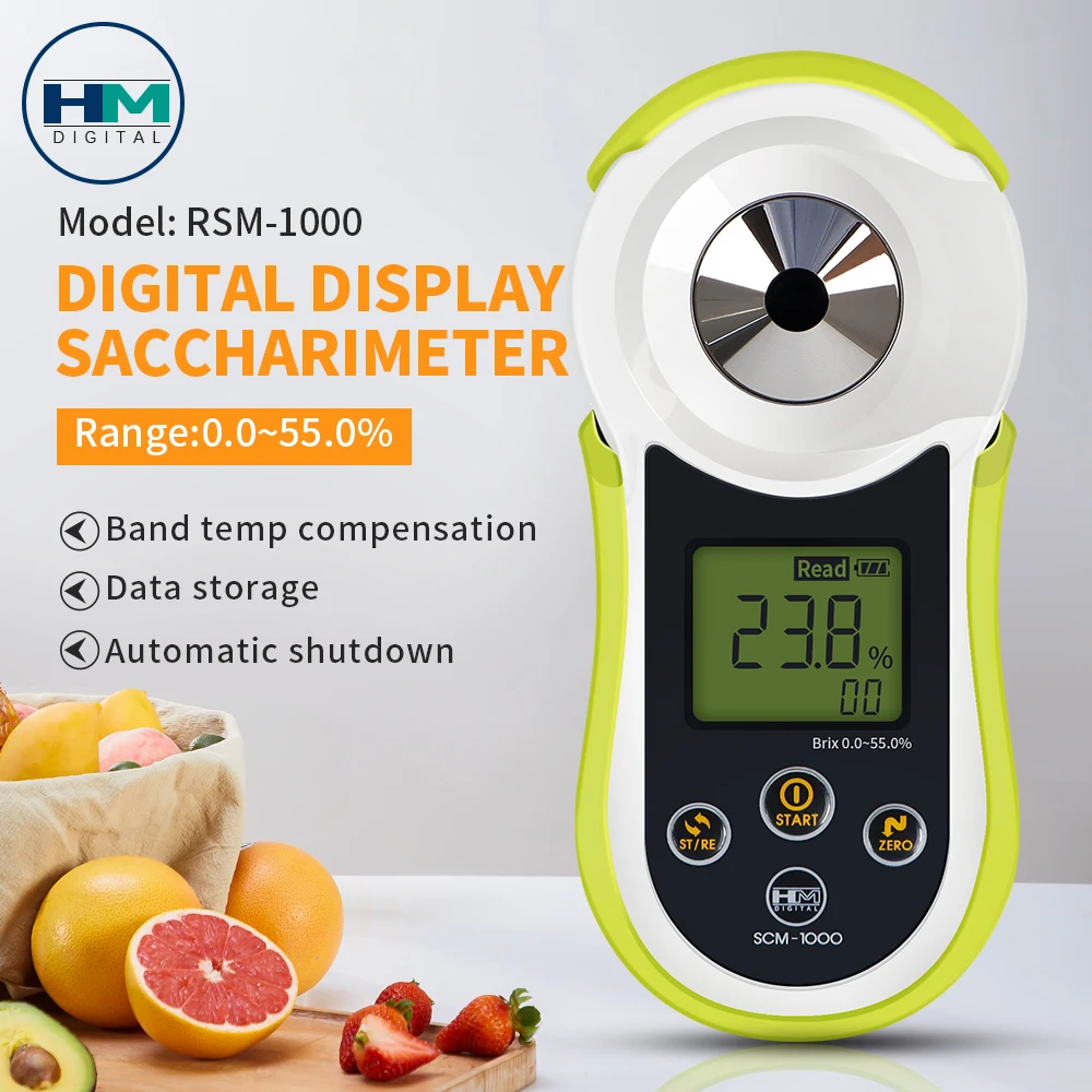 LCD Digital Refractometer Sugar Meter 0~55% Brix Saccharometer for Fruit Juice Wine Beer Alcohol Sugar Concentration Test