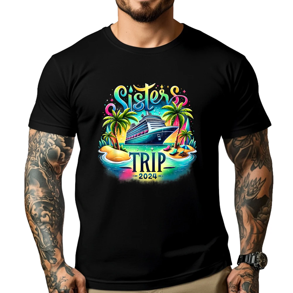 

Sisters Trip 2025 Funny Sisters Cruising Girls Trip 2025 Plain Shirt Funny T Shirts Game Valentine's Day Tops & Tees
