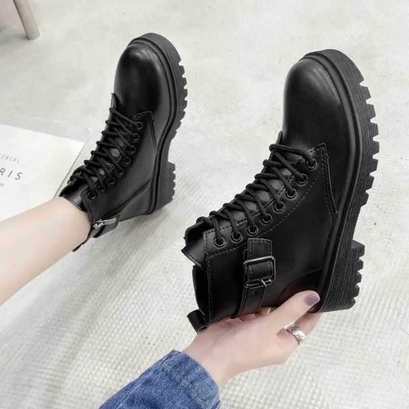 Fashionable Casual Loafers with Lace-up Fastening for Women, 2026 New Product,European-style Women's Thick-soled Boots，Plus-size