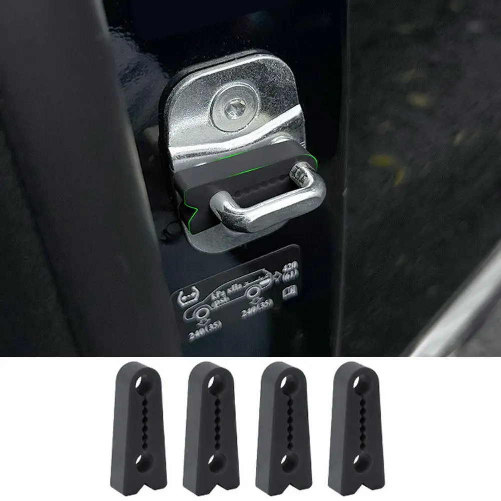 4pcs Sound Damper Door Lock Buffer Car Door Lock Buckle,Silicone Protector Pad,Door Closing Noise Reduction Anti-collision Cover