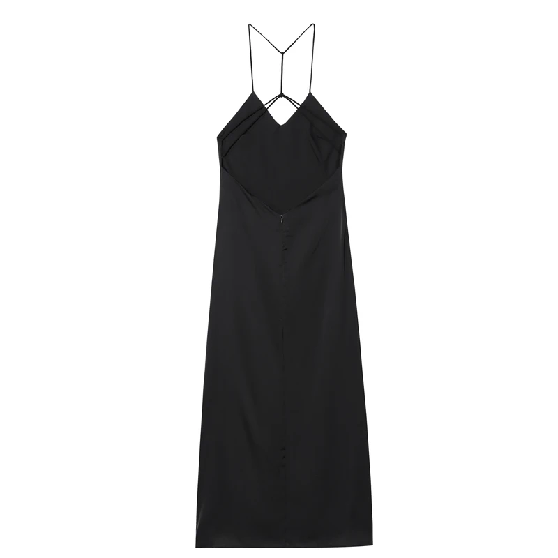 Abito lungo da donna One Piece Summe Corsetto nero Cerniera senza schienale Abito sottoveste femminile Senza maniche Party Beach Abito lungo elegante sexy