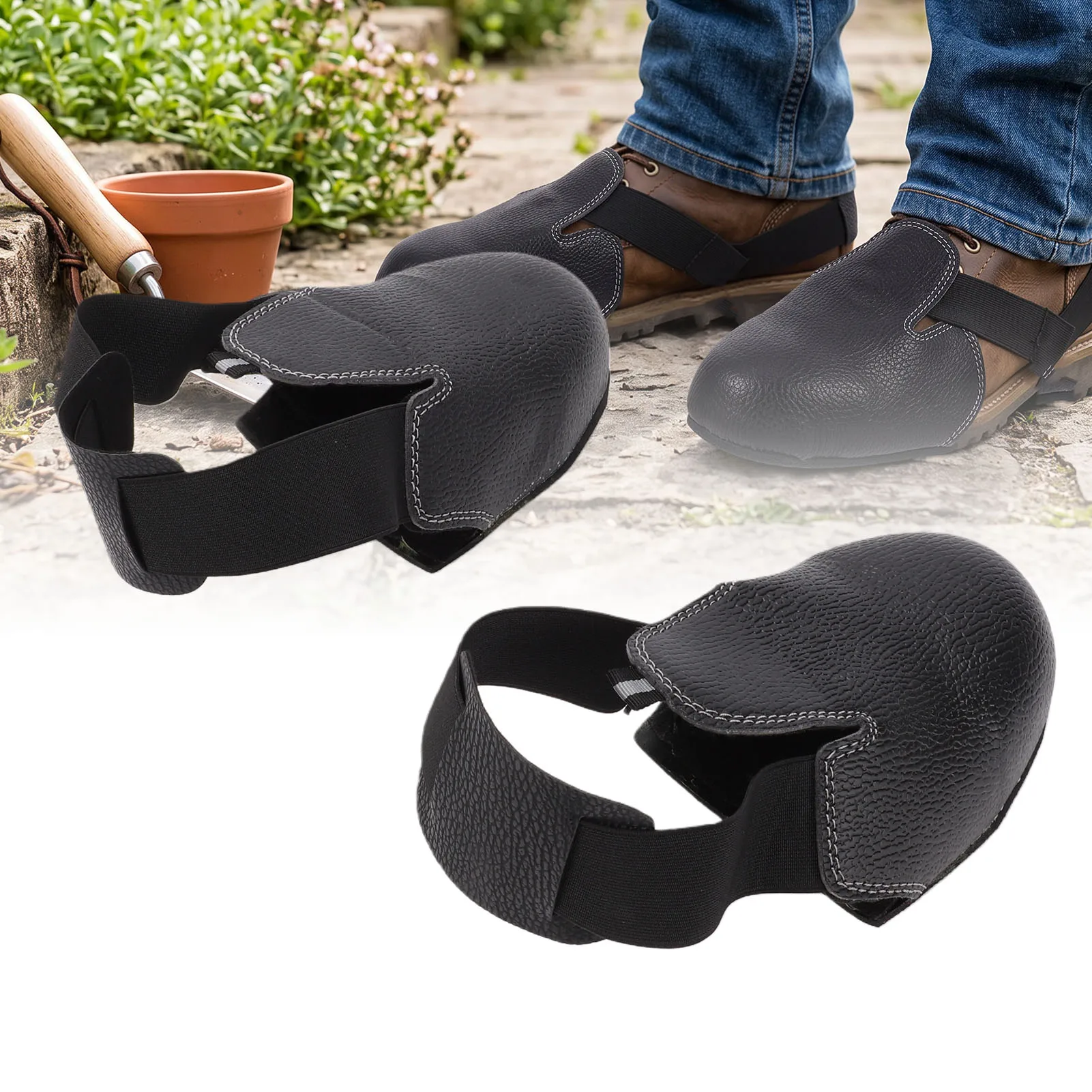 1 Pair Steel Toe Shoe Covers Non Slip Elastic Work Safety Overshoes with Adjustable Straps Steel Toe Cover with Adjustable Strap