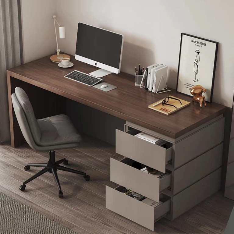 

Modern simple household small apartment against the wall study table with chest
