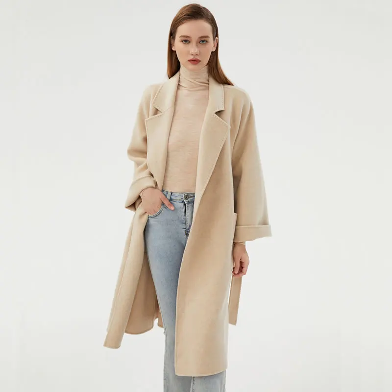 

Autumn And Winter New Woolen Coat Women's Long Double Sided Plush Coat High End Large Size Loose Pure Wool Coat