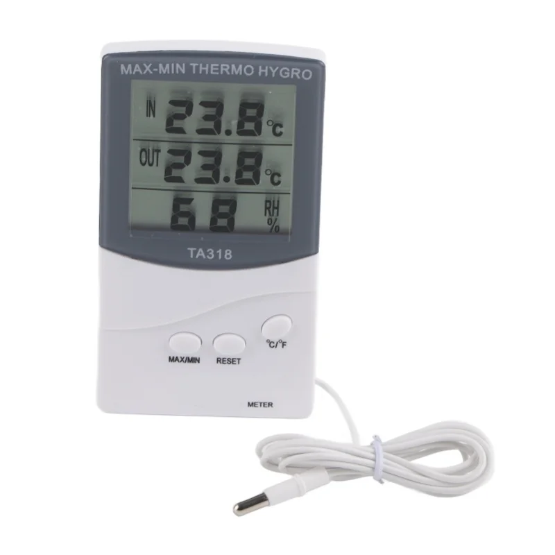 Indoor Outdoor Digital Thermometer 25% RH To 98% RH -50 To 70℃ With Probe Large Screen Temperature Humidity Meter