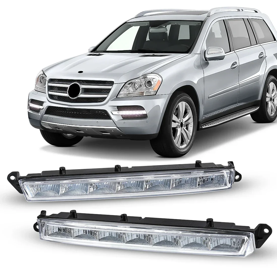 

OE: 1649060451 1649060351 DRL For Mercedes Benz X164 GL320 GL350 GL450 GL550 ML63 AMG X166 2007-2013 LED Daytime Running Lights