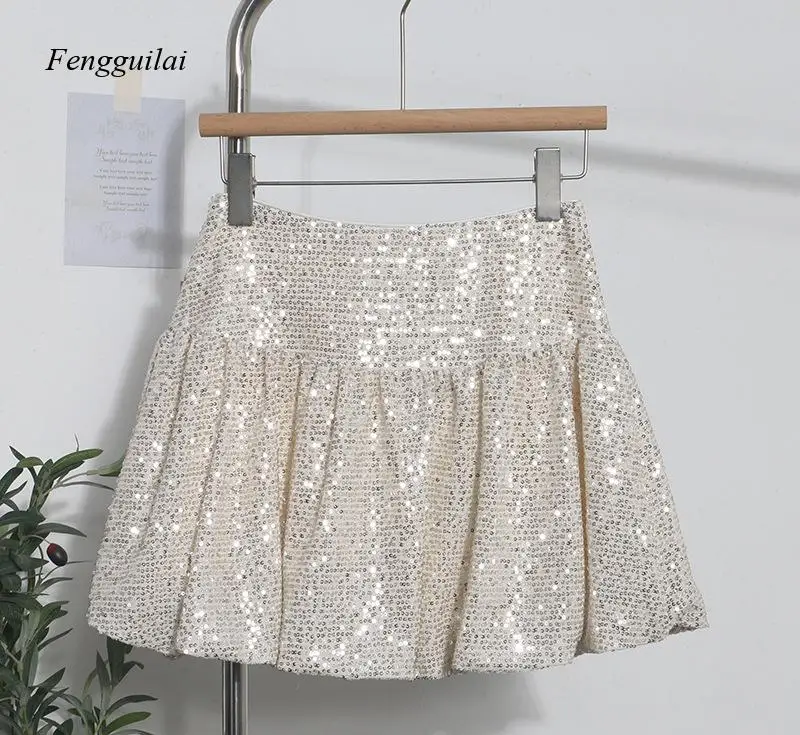 Ballet-Style Sequined Half-Length Dress, Black Mini Dress, A-Line Umbrella Skirt, Short Skirt