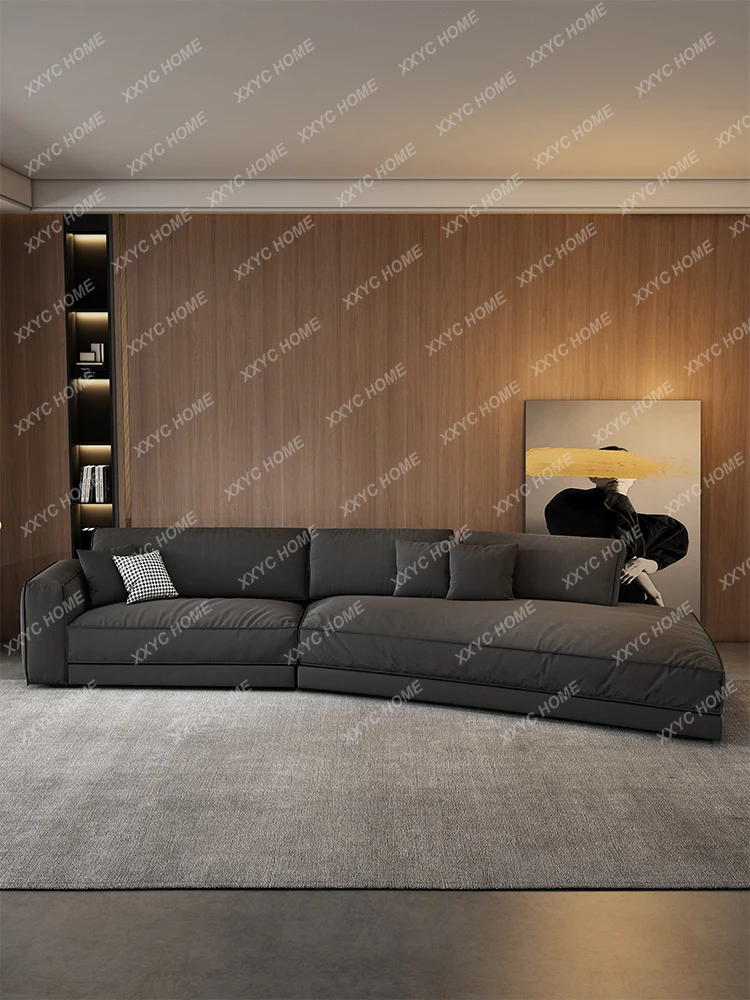 Straight Row Tofu Block Frosted Cloth Sofa Living Room Italian Modern Special-Shaped Corner Anti-Scratching Leather Sofa