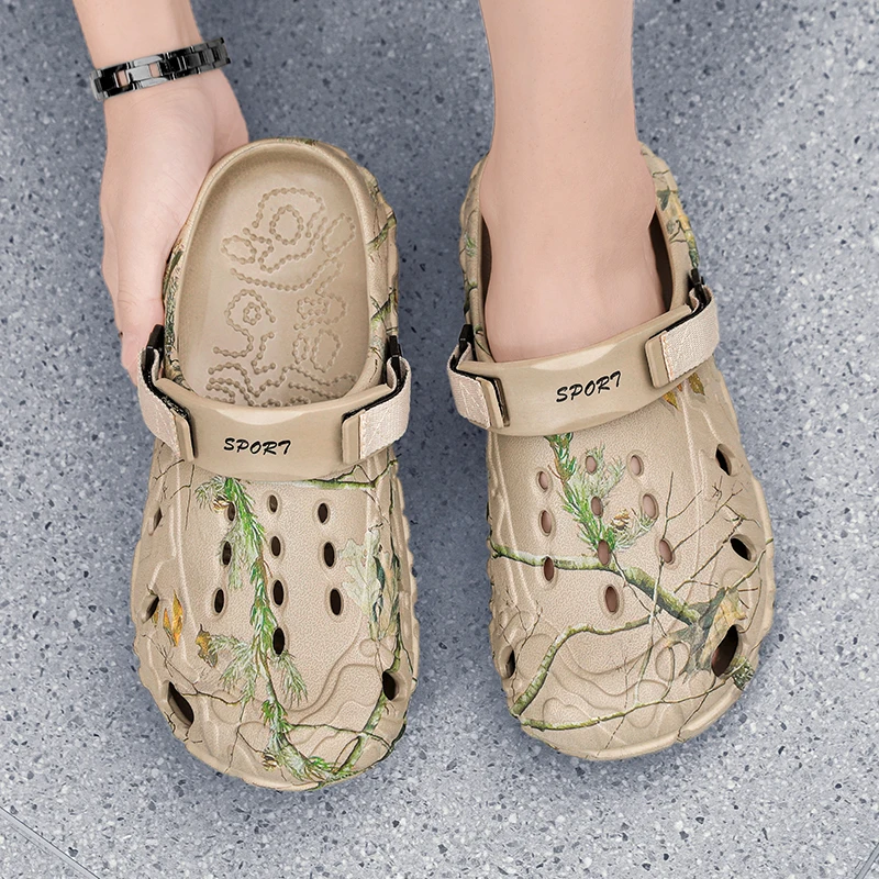 

Новинка 2024 года, мужские сабо, тапочки, сандалии, мужская садовая обувь, камуфляжные сандалии на плоской подошве, мужские кроссовки, уличные шлепанцы, домашние сабо, обувь