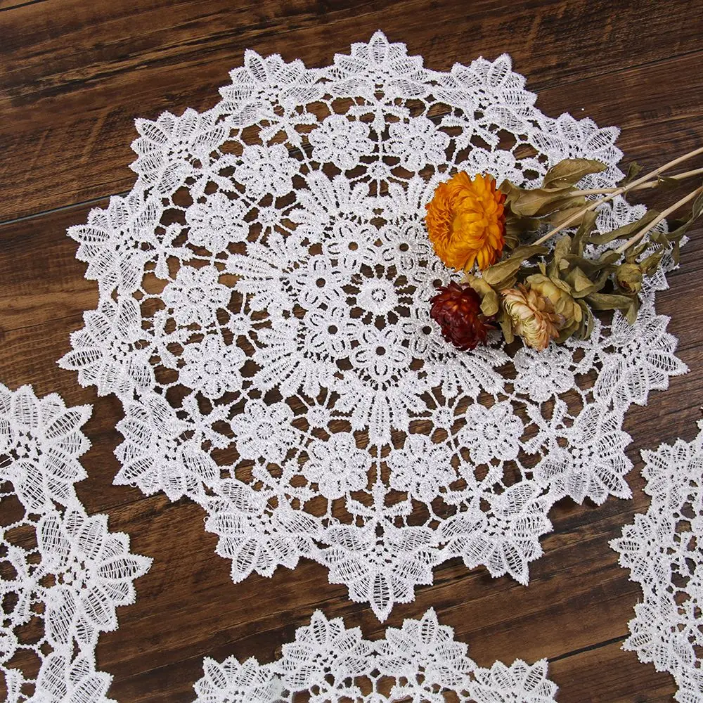 Wedding Doily Round Shape Embroidery Table Cloth Cotton Napkin Coasters for Kitchen Table