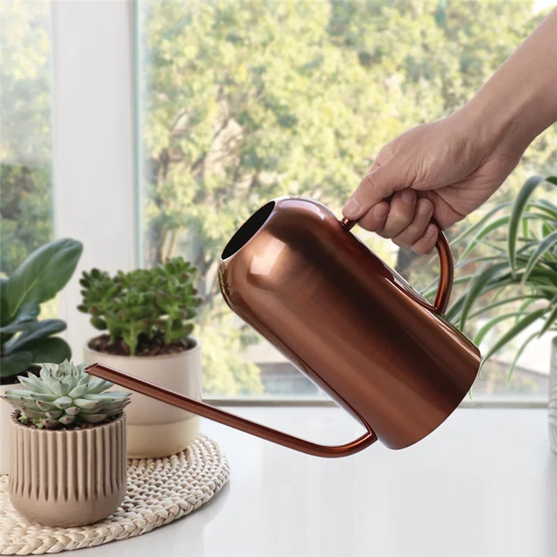 

T02C!1.5L Watering Pot Plants Watering Can Stainless Steel Long Spout Watering Pot For Garden Flowers Plants Irrigation Tool