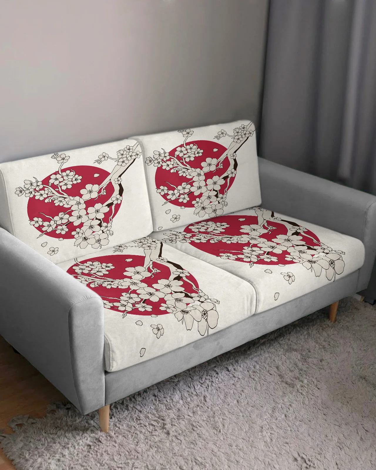 Japanese Sakura Sun Simple Retro Sofa Seat Cushion Cover Funiture Protector Couch Covers for Sofas Anti-dust Removable Slipcover