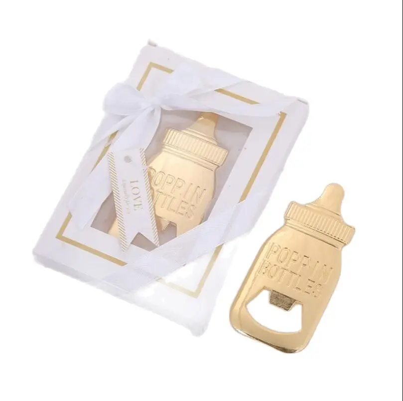 (100 pcs/lot) NEW ARRIVAL Gold Feeding-Bottle Beer Openers Golden Nurser Bottle Opener Baby Shower Favors