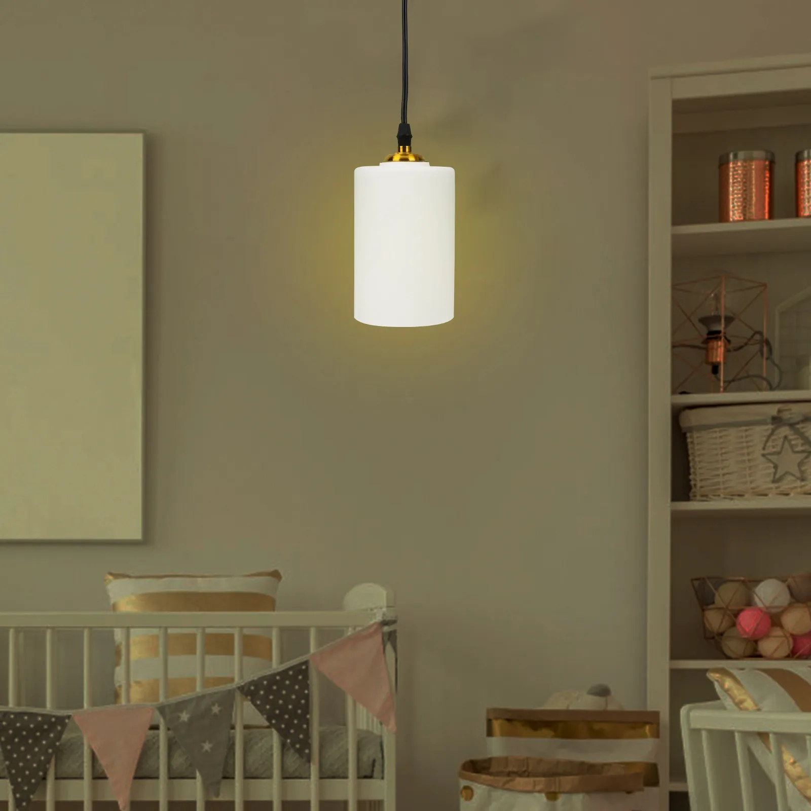 

Матовый цилиндрический стеклянный плафон для декоративного подвесного светильника, мягкий теплый свет для дома, магазина, общежития, современный потолочный светильник