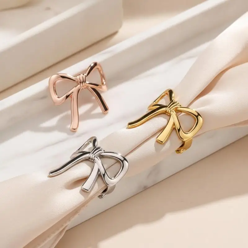 Simpl Alloy Bow Scarf Buckle Minimalist Hollow Irregular Shawl Clasp Smooth Clothes Corner Clip Multifunctional For Party