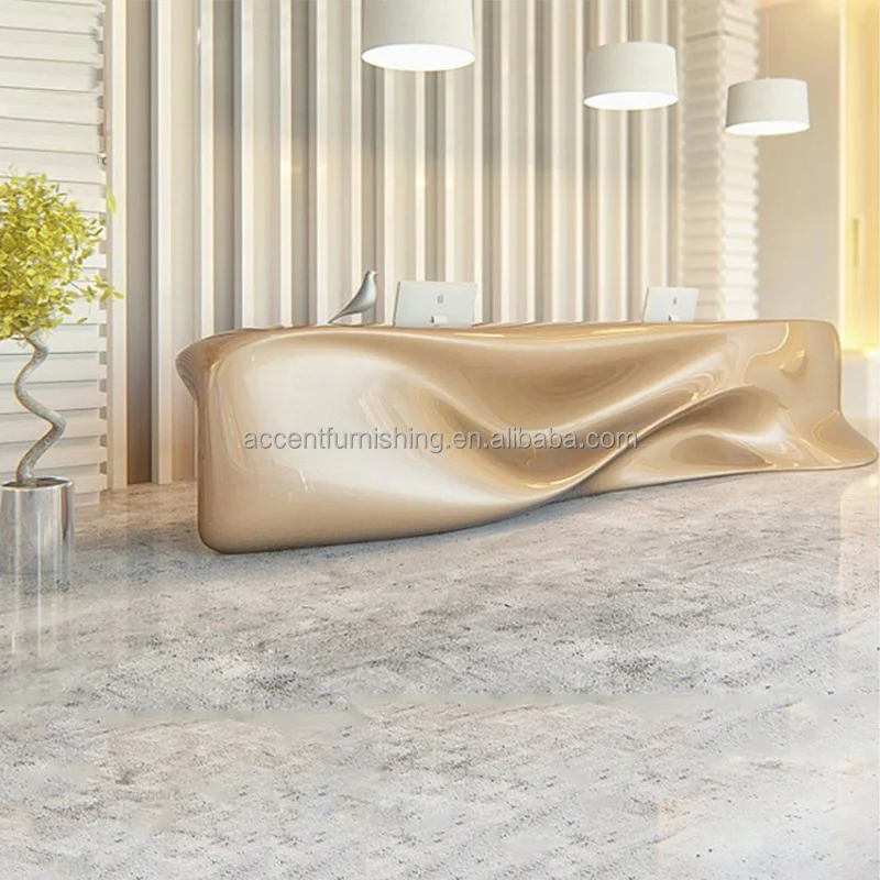✿s Modern Luxury FRP Curved Reception Desk Coffee Shop Bakery Checkout Counter Clothing Store Beauty Salon Front Desk