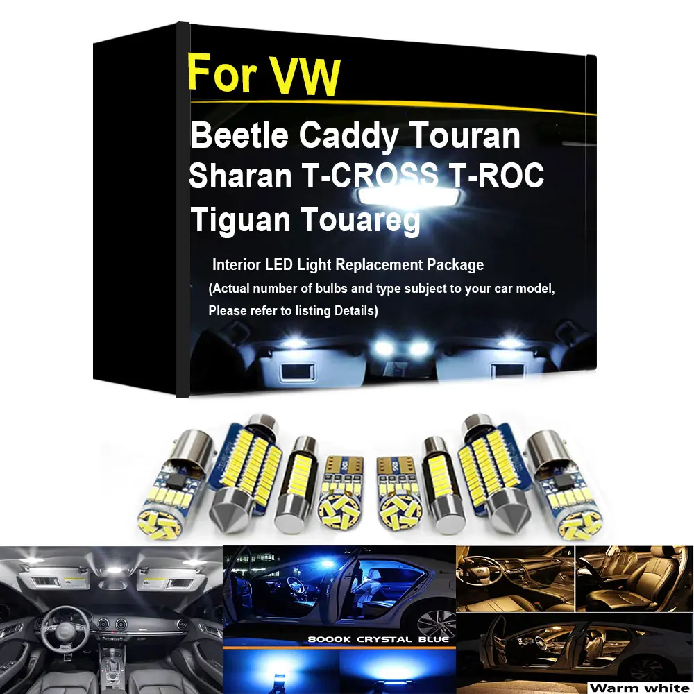 Kit de luces LED para interior de coche, para VW Volkswagen Beetle Caddy Touran Sharan T-CROSS T-ROC Tiguan Touareg 2002 2010 2018