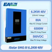 EASUN POWER Hybrid Solar Inverter 6200W 48V Pure Sine Wave Inverter 80A MPPT Solar Charge Controller for PV Solar Panel Dropship