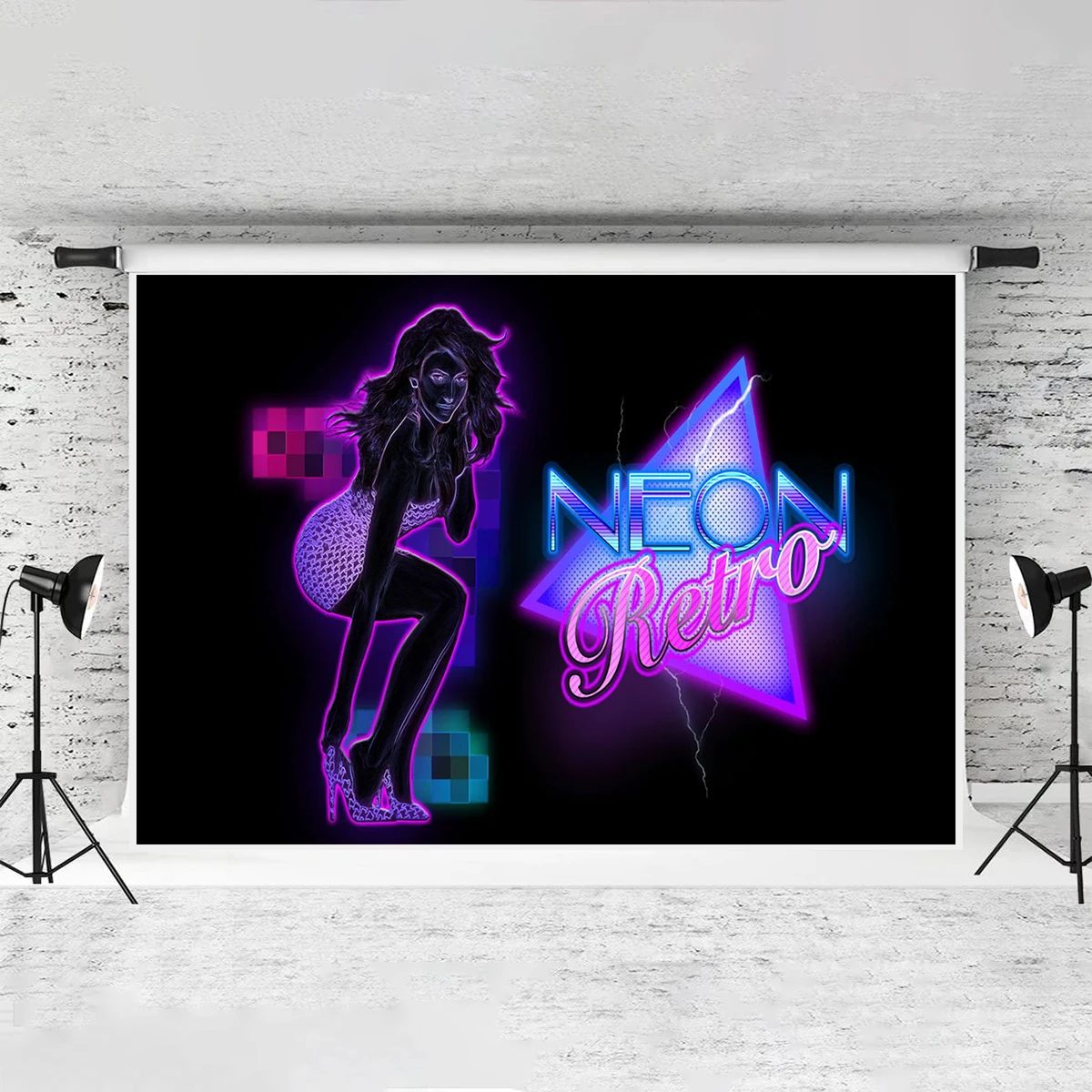 Night Club Theme Backdrop Neon Light Retro Photography Stripper Music DJ  Live House Birthday Party Decor Background