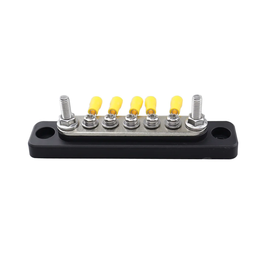 100A DC busbar 48V ปัจจุบันสูงพร้อมฝาครอบใหม่สำหรับเรือยอชท์เรือ5ทางป้องกันการเดินสายไฟขอบเขตการใช้งานรถยนต์ RVs เรือ