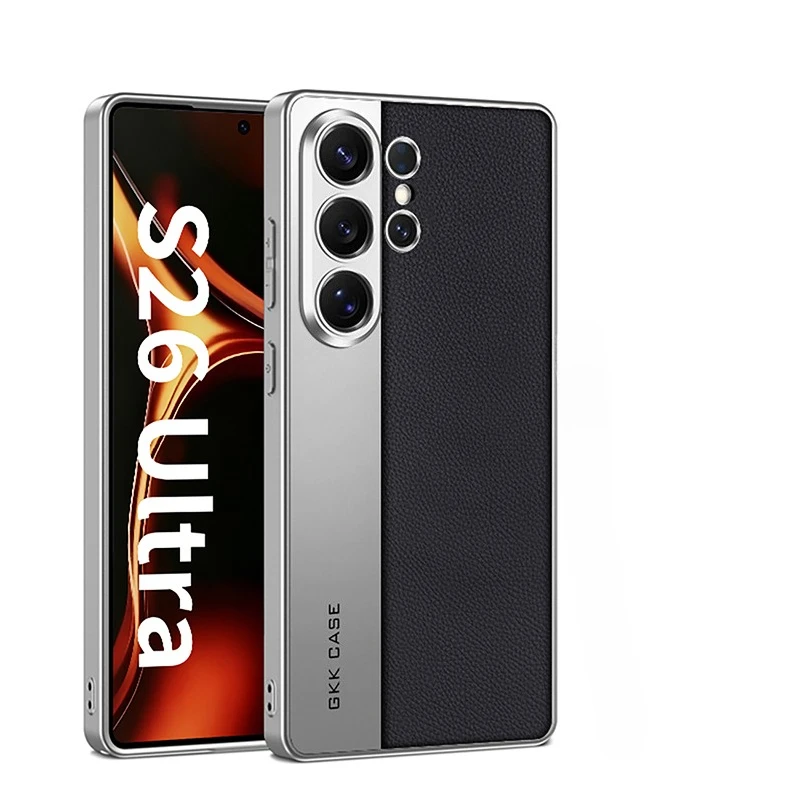 Galvanisierte Luxus-Leder-Handyhülle für Samsung Galaxy S26 S25 S24 S23, ultradünn, weiches Silikon, stoßfeste Rückseite