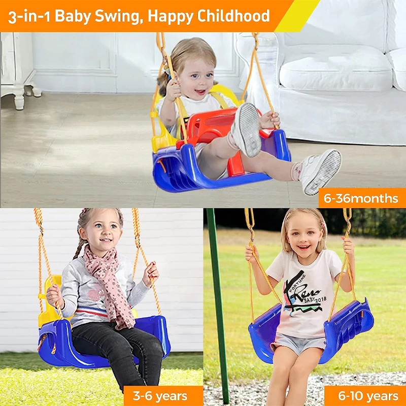 3-in-1 Swing Toys for Toddler Baby Hanging Basket Indoor/Outdoor Play Kid Swing Set for Backyard 6 month to 12 years Best Gifts