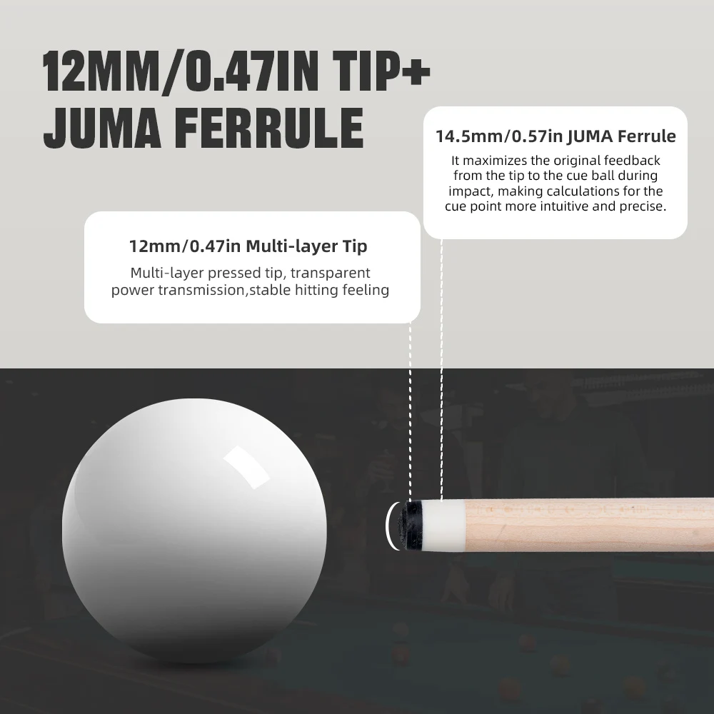 KONLLEN Maple Pool Cue K Series Low Deflection Profession Ultra-smooth Billiard Pool Sticks with Carbon Tube Inside and 12mm tip