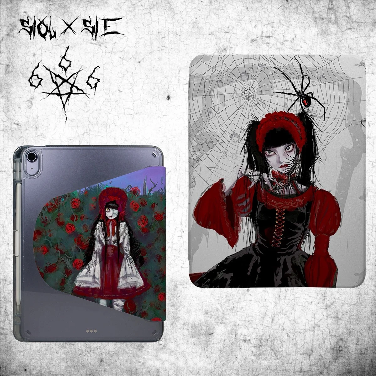 kerud-girl-ダークゴシックスタイル、ipad-保護カバーに適しています、アクリルは回転可能
