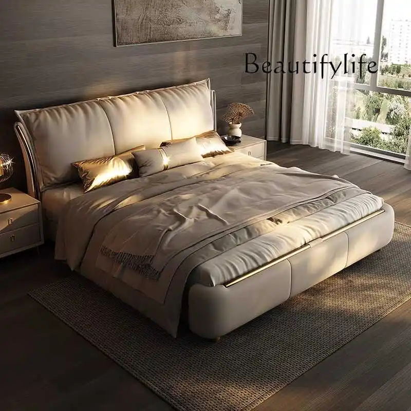 

Beige Princess Modern Bed Frame Waterproof Designer Bedroom Double Bed Frames Full Size Queen Camas De Dormitorio Home Furniture