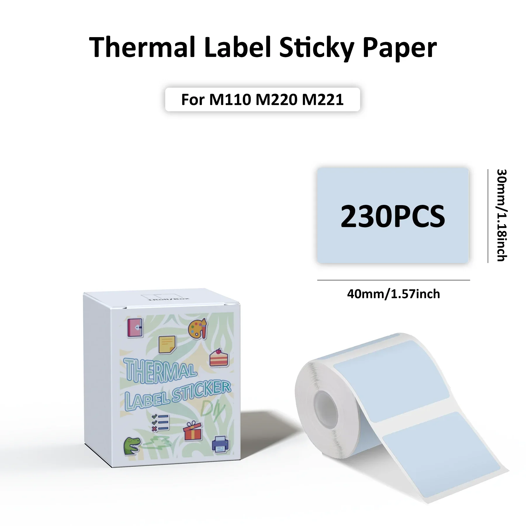 M110 Thermal attro, Blue attro Maker-1.57x1.18(40x30mm) Print Master attro Compatible avec M110 M220 M200 M150 Imprimante attro