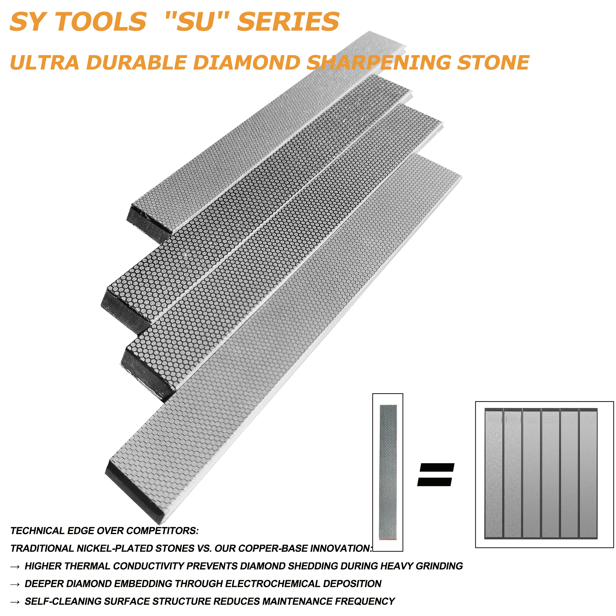 

Copper base & Honeycomb tech ultra durable Diamond sharp stone knife compatible with most fixed sharpener