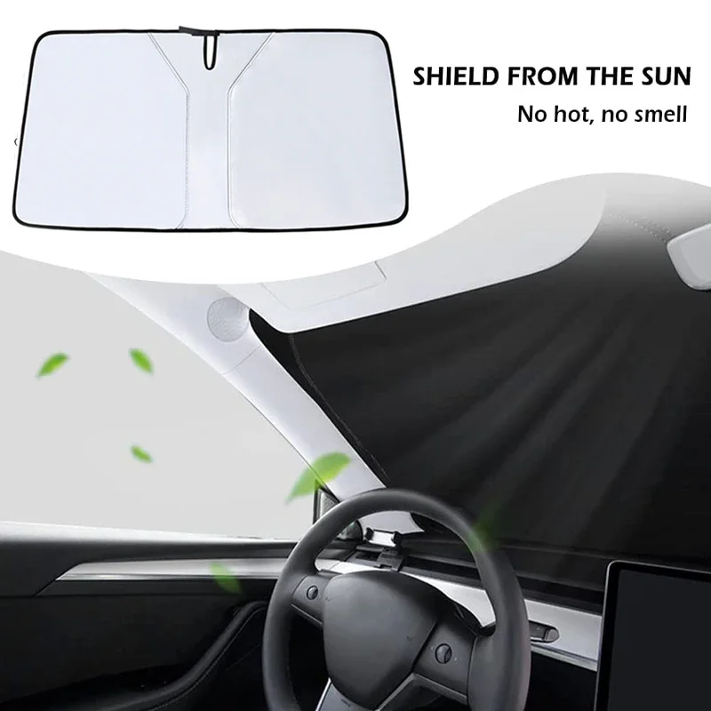 Portable Double-ring Sunshade For Car Front Windshield Sunshade Sunscreen Heat Insulation Silver Color Layer Waterproof Opaque