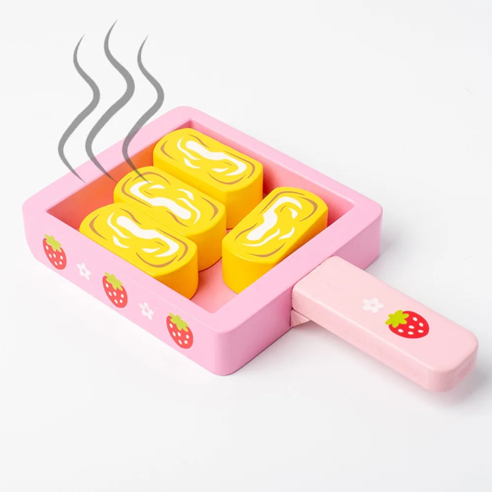 イチゴデザイン木製シミュレーションケーキおもちゃダブル誕生日ケーキトッポッキモデルごっこ遊びキッチン食品おもちゃ