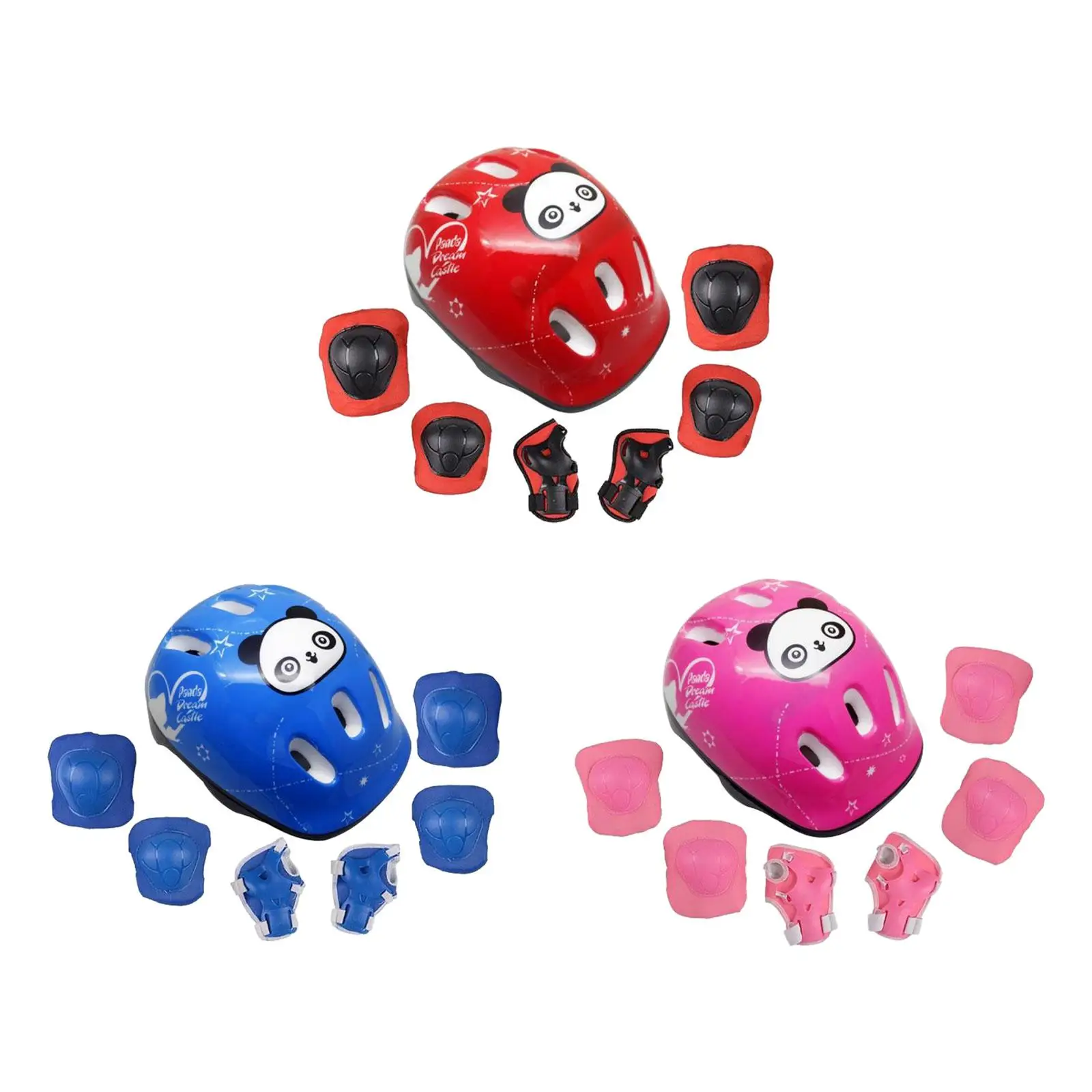 Kids Bike Helmet Kit Protection Gear Knee Elbow Wrist Guard Pad Skating Helmet for Skating Skateboard Cycling Girls Roller Skate