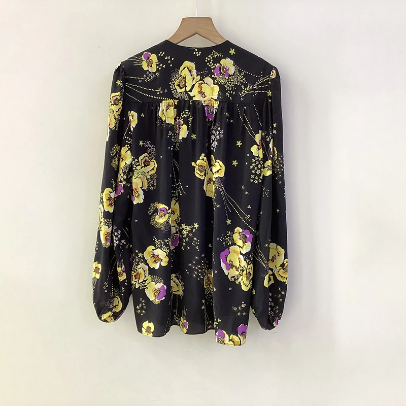 Zadig Women Tops Blouses Solid Black Yellow Print Summer Shirt Top Female Fashion Rhinestone V-Neck Blouse Vintage Lady Clothing