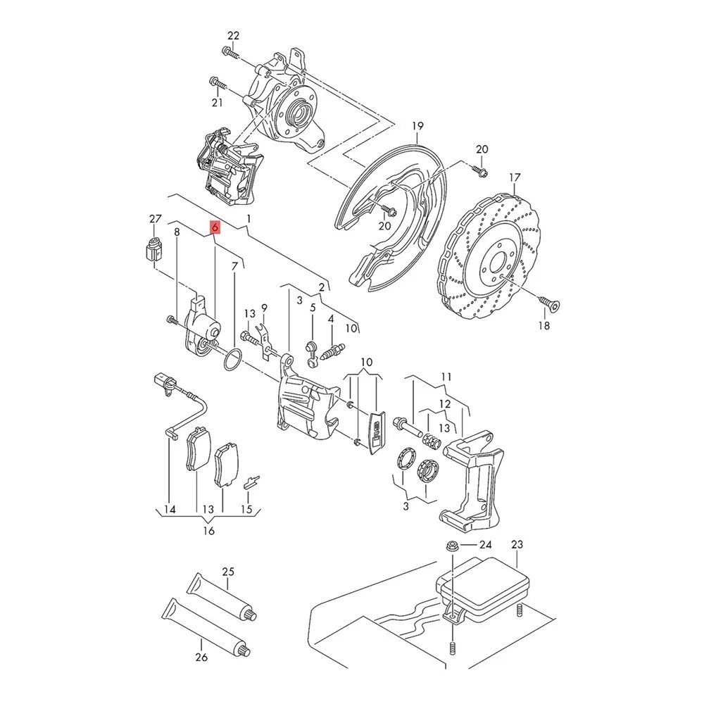 12-Teeth Big Rear Handbrake Caliper Brake Servo Motor Actuator 32335478 for A4 A5 A6 C6 Q3 S6 4H0998281 8K0998281