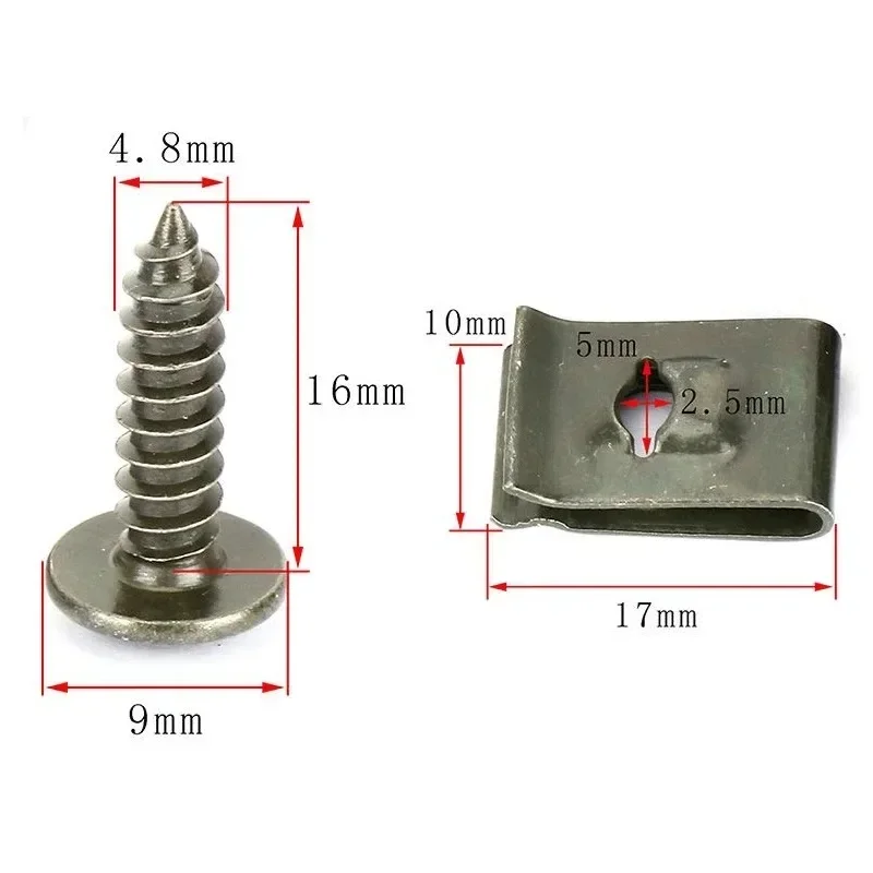 Self Tapping Screws Metal Fastener Clip for Car Motorcycle U-Type Clip with Screw Anti-rust Protection Clip Screw Iron Sheet Kit
