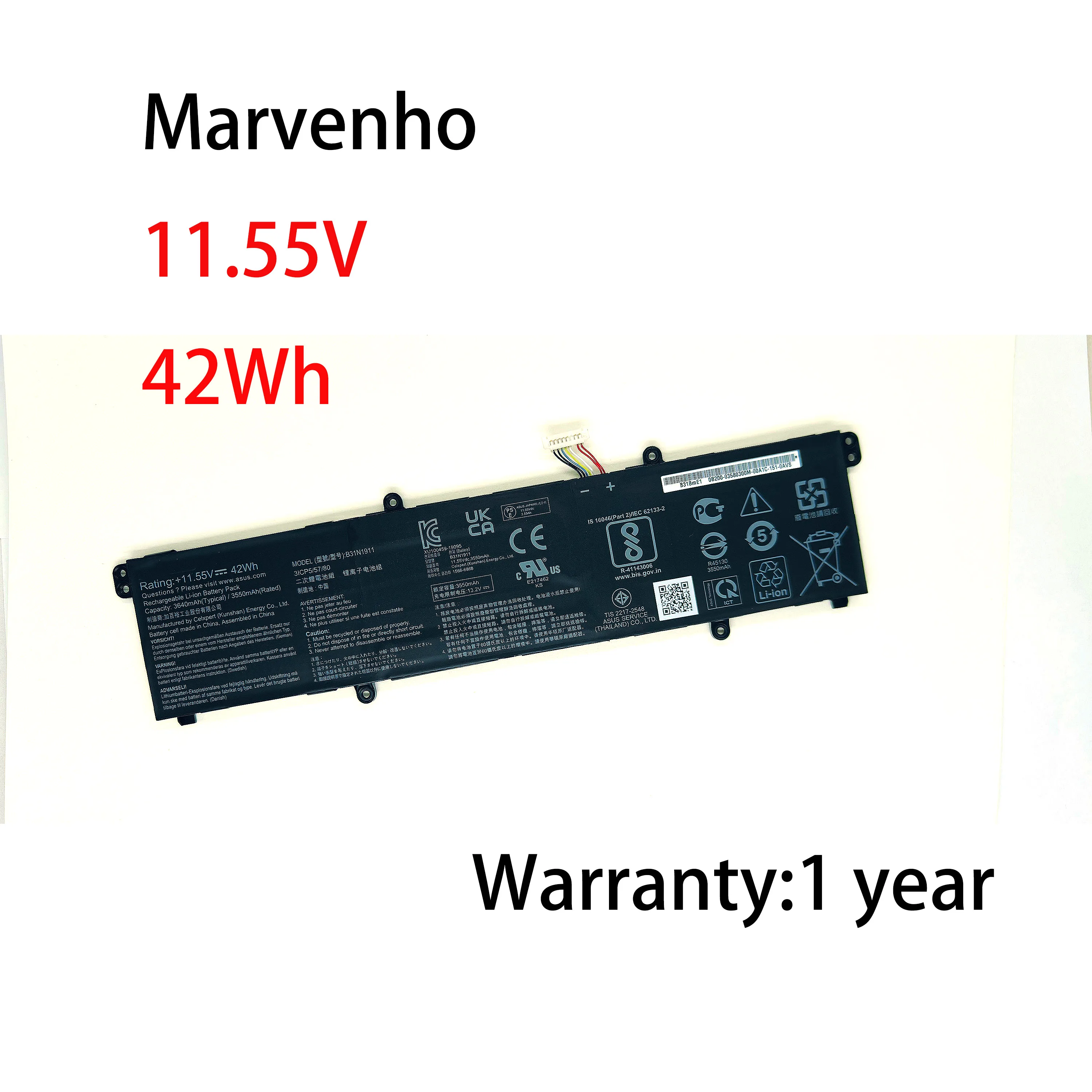 Marvenho New 11.55V  3550mAh  42Wh  B31N1911 C31N1911 Laptop Battery For ASUS VivoBook Flip 14 TM420IA  M413 M413DA