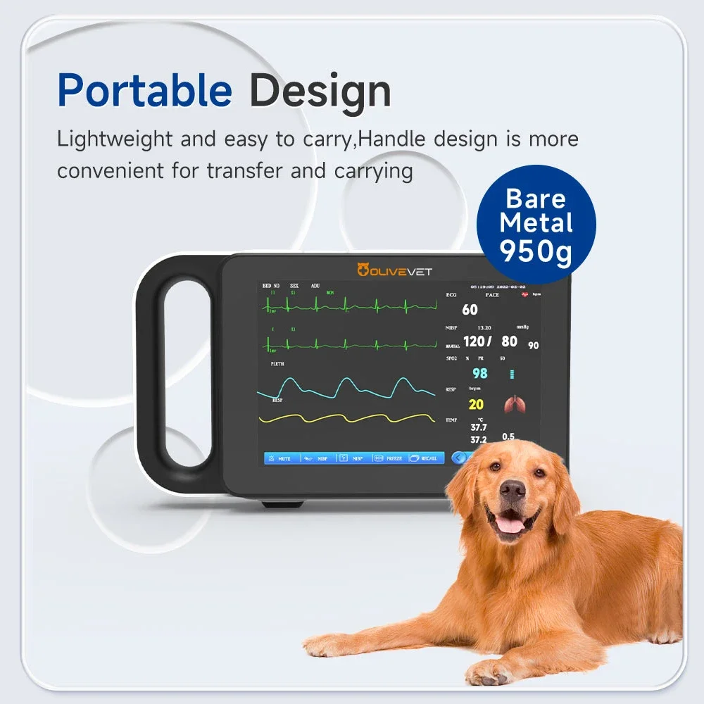 # for Auto Audible Portable Vital Signs ECG SpO2 NIBP TEMP RESP Animal Hospital Equipment Veterinary Multiparameter Monitor