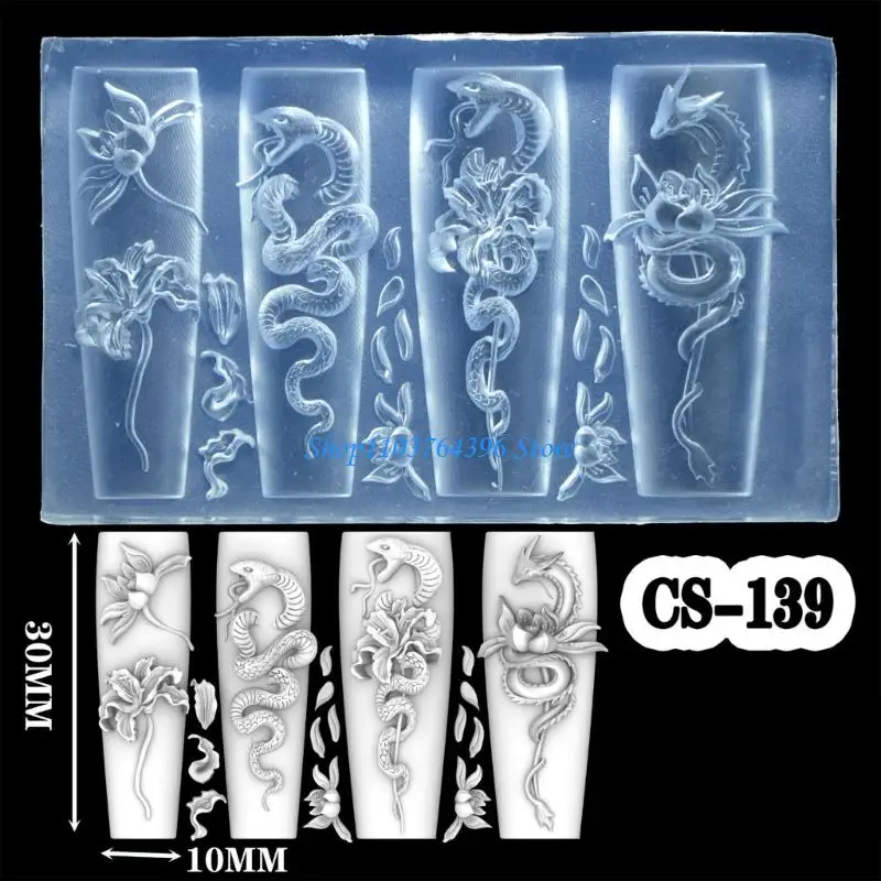 قالب سيليكون قوي نحت زهرة مسمار الفن قالب من السيليكون لصياغة زخارف فنية أنيقة للأظافر ثلاثية الأبعاد من الراتنج الزهري