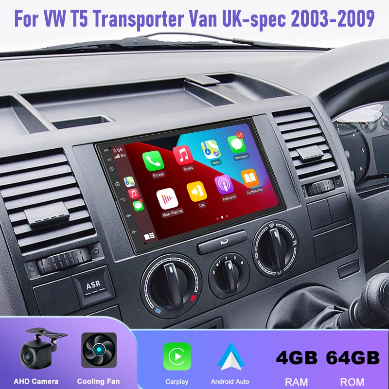 

7'' 4+64GB For VW T5 Transporter Van UK-spec 2003-2009 Car Radio Android 15 Auto Support Wireless Apple Carplay Google Map