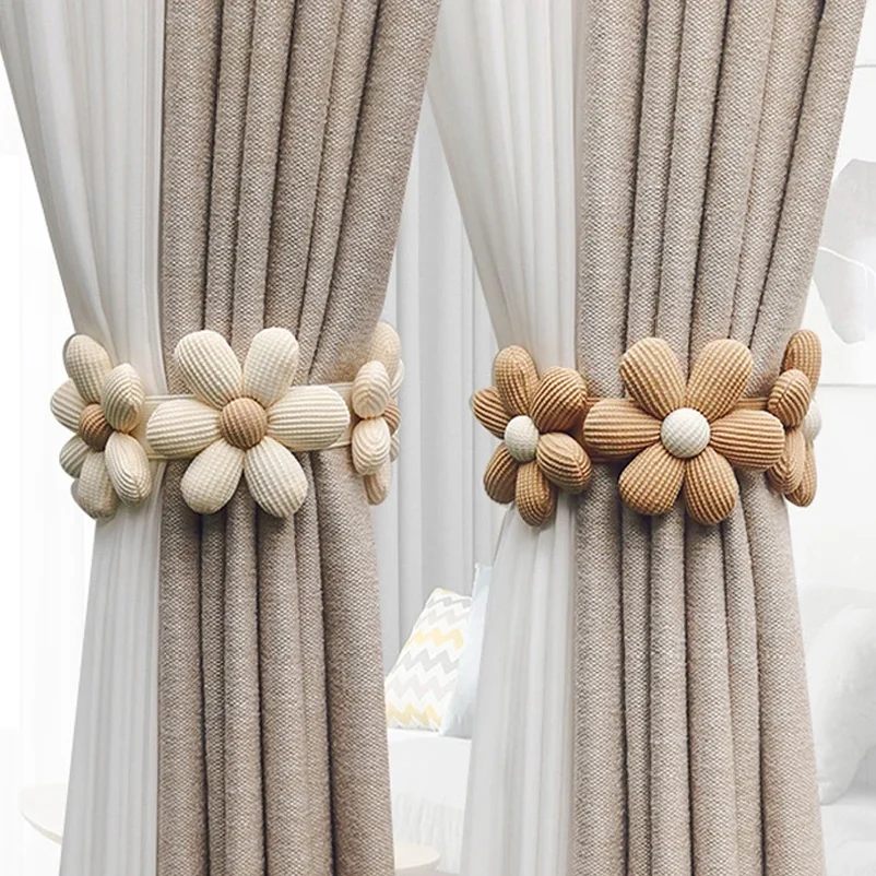 Flower Curtain Strap Japanese Style Woven Curtain Drawstring Rope Cartoon Flower Curtain Buckle Flower Tassel Curtain Tieback