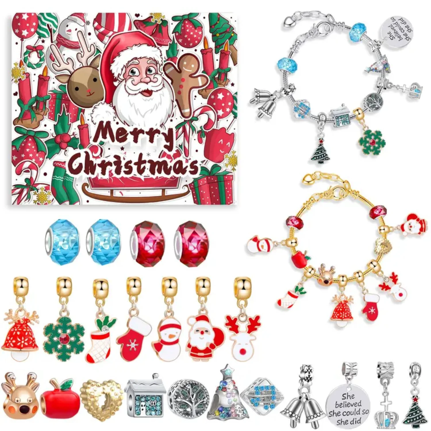 Christmas Advent Calendar Bracelet Blind Box DIY Kit